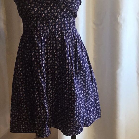Strapless mini in navy with purple flowers in size 7 - Picture 4 of 10
